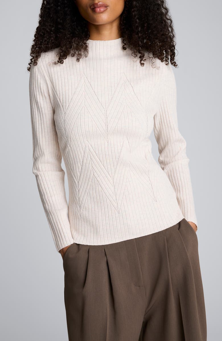 Mock Neck Chevron Rib Sweater