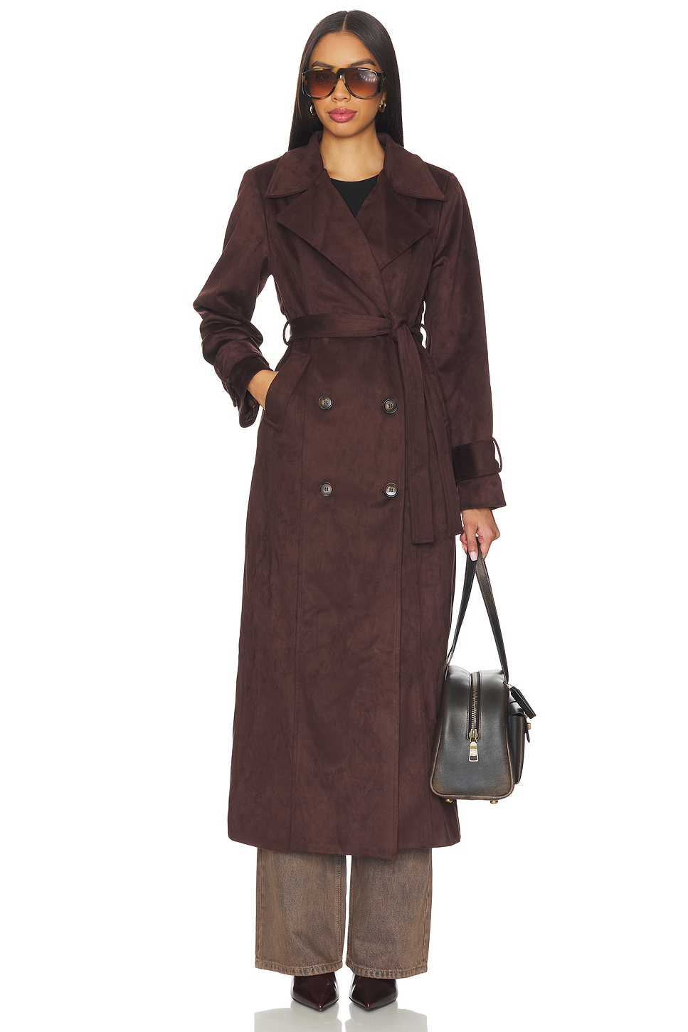 Sutton Faux Suede Trench Coat