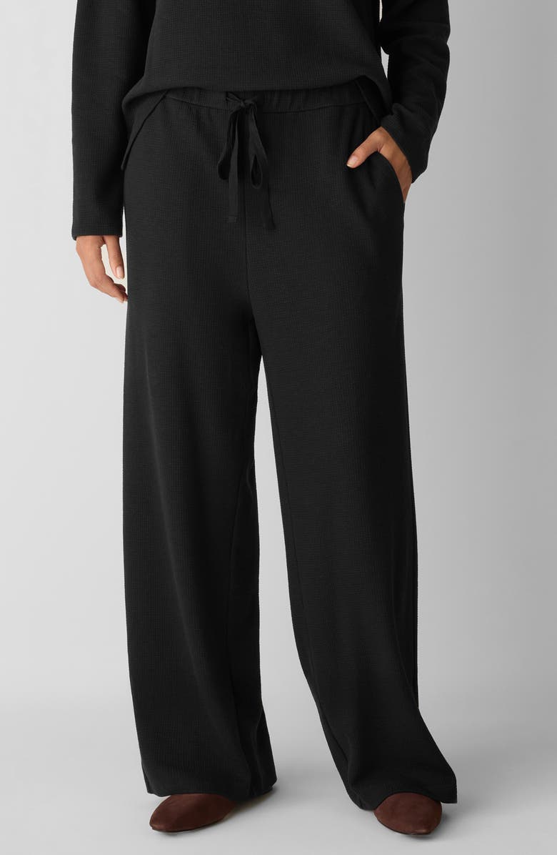 Organic Cotton Blend Ankle Wide Leg Drawstring Pants