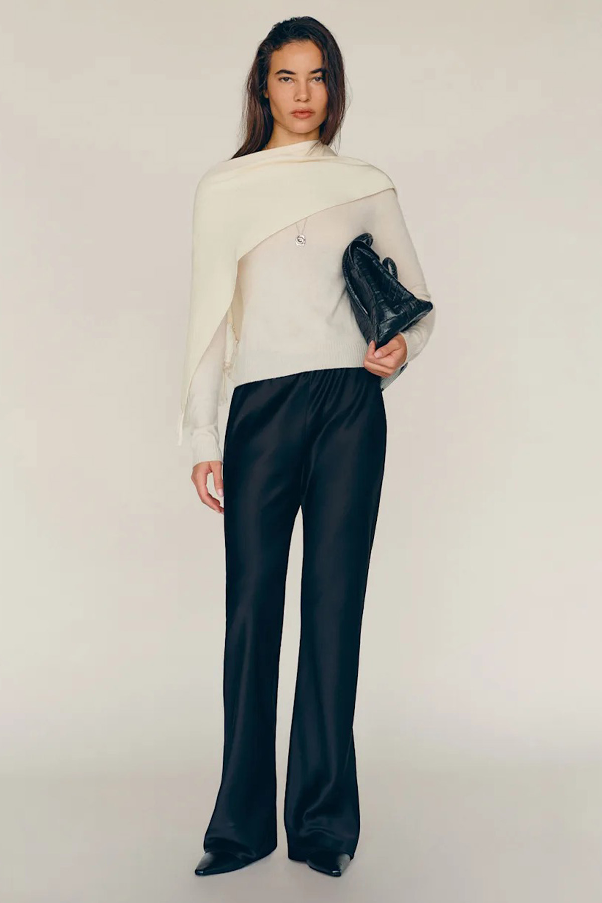 Gale Satin Mid Rise Bias Pant