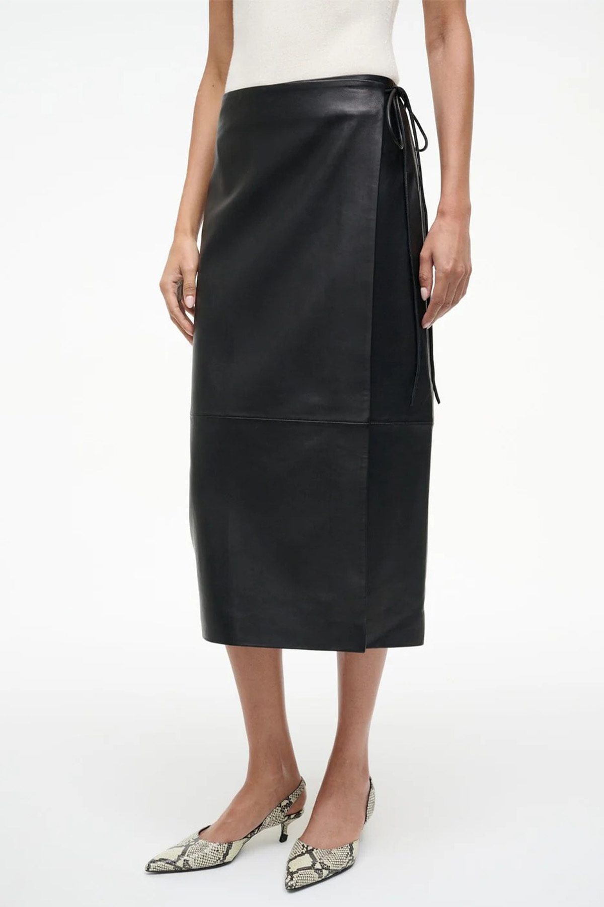 Roman Leather Wrap Skirt
