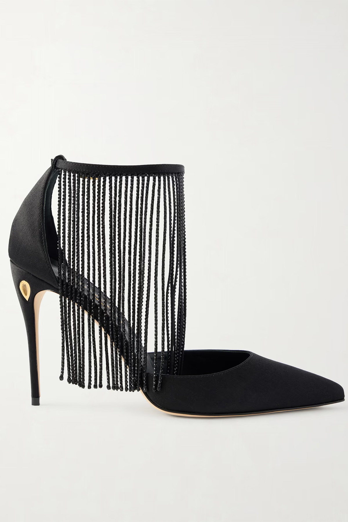 JENNIFER CHAMANDI Fernando 105 Crystal-Embellished Fringed Satin Pumps
